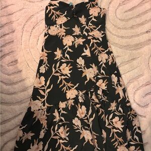 Maurices Strapless Black and Cream Floral Dress